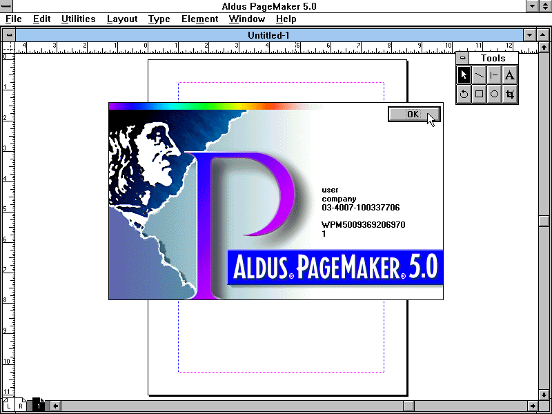 Aldus Pagemaker 5.0 - Splash